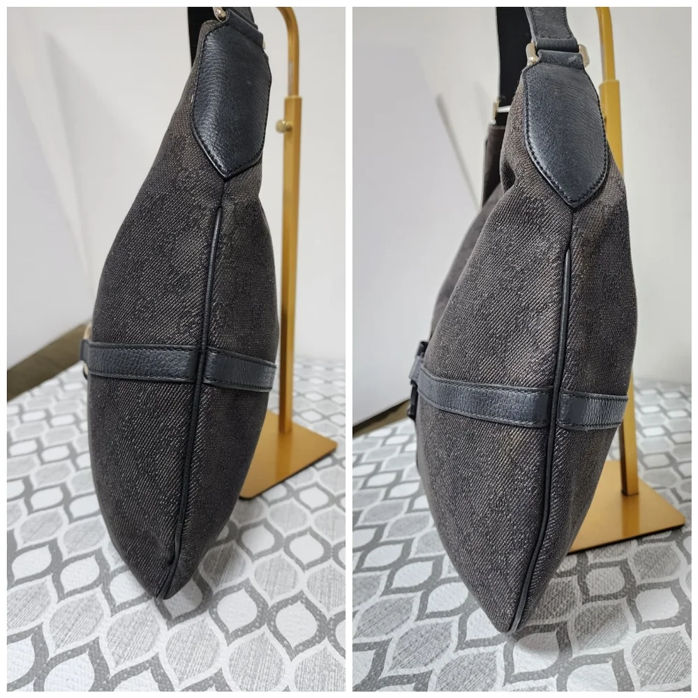 Gucci Canvas Reins Hobo Bag Black